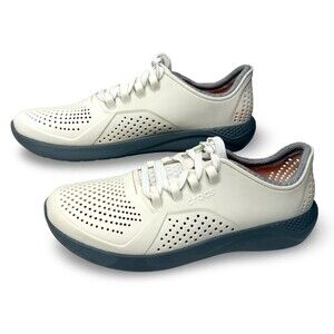Crocs LiteRide Pacer Mens Cream White Sneakers Lace Up Shoes 204967 Size m7
